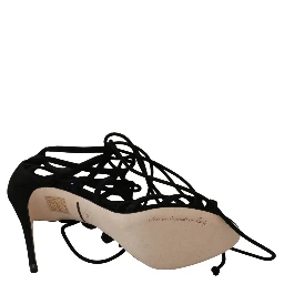 Black Suede Strap Stilettos Shoes Sandals