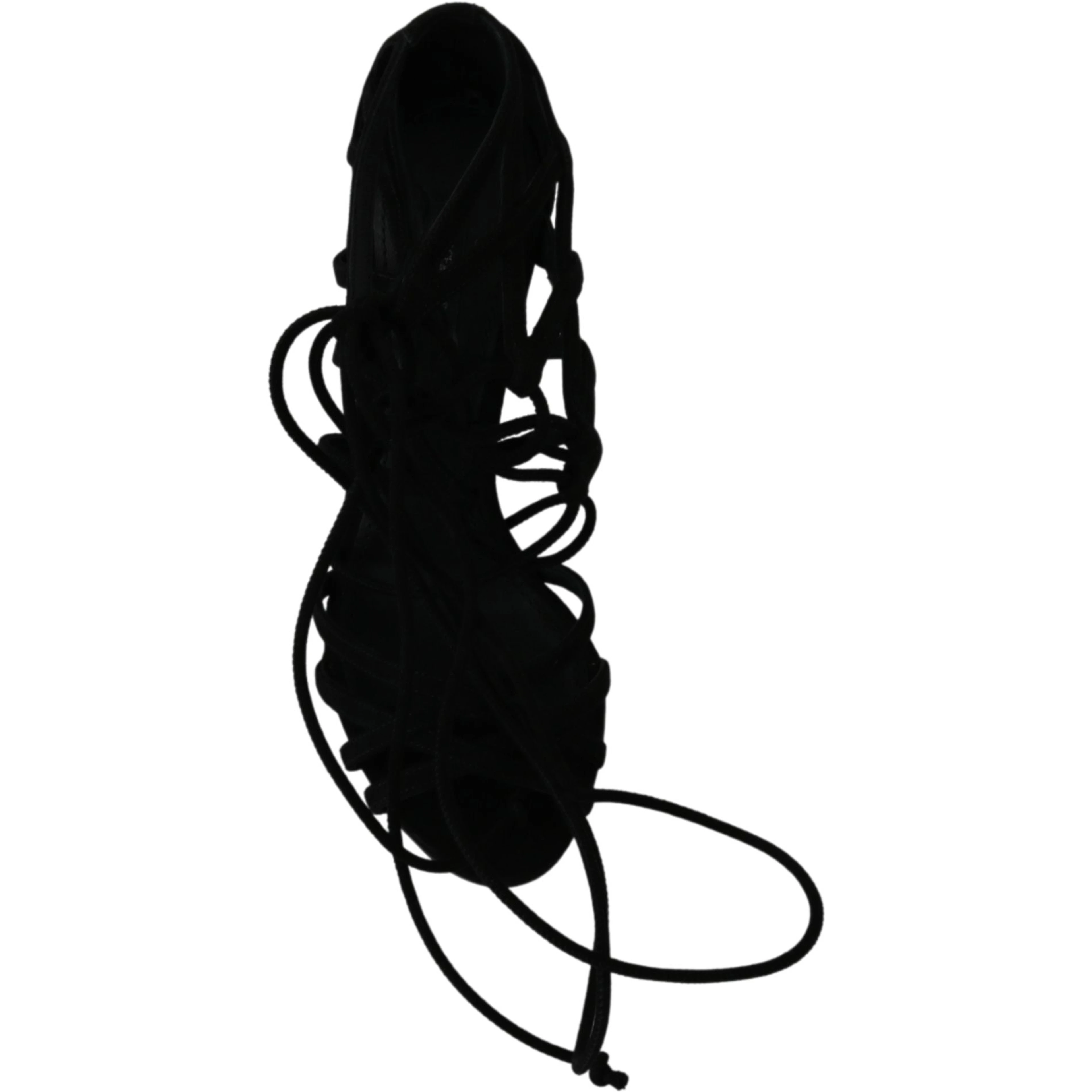 Black Suede Strap Stilettos Shoes Sandals
