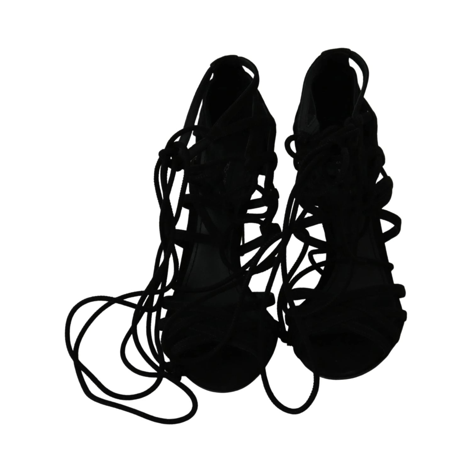 Black Suede Strap Stilettos Shoes Sandals