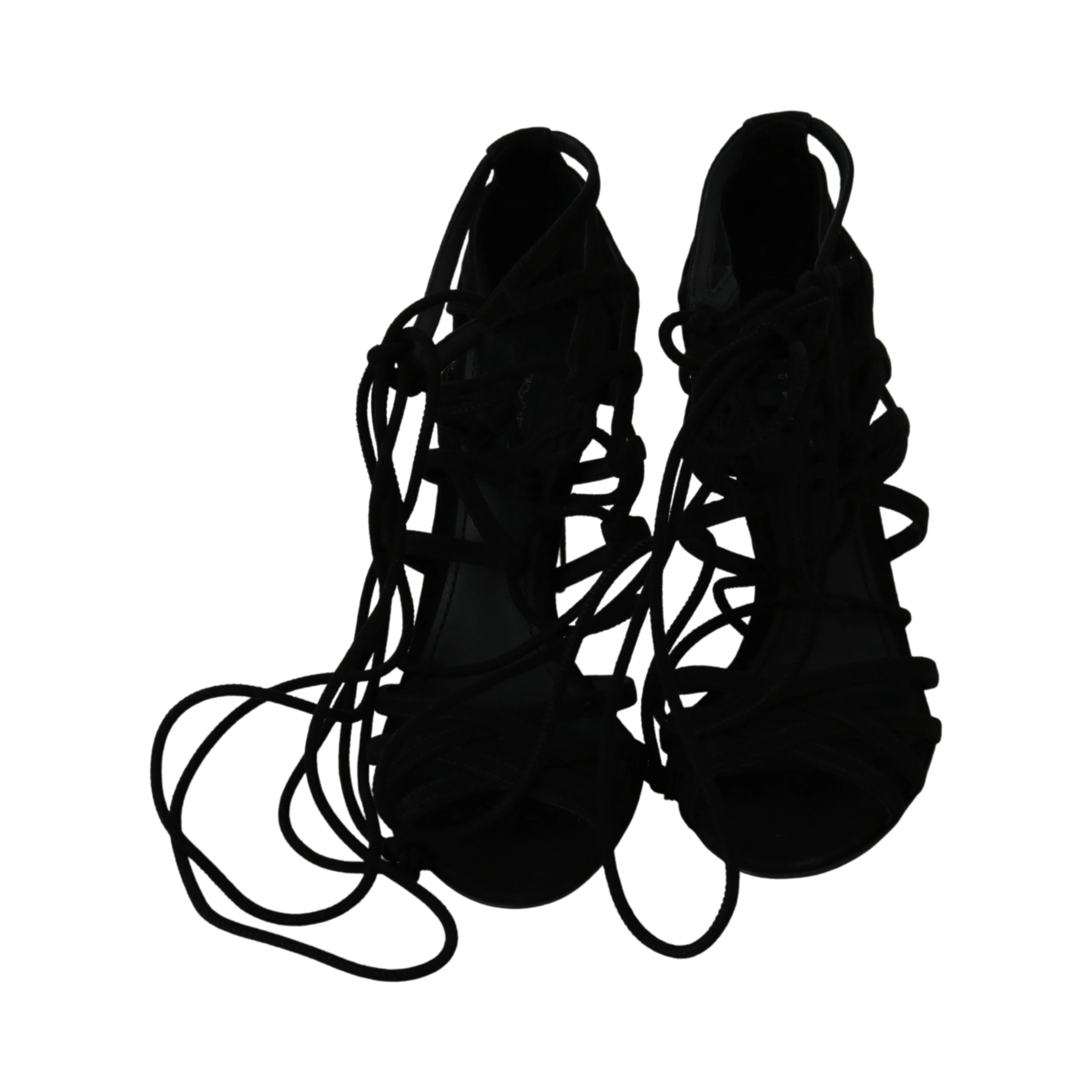 Black Suede Strap Stilettos Shoes Sandals