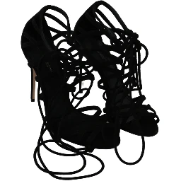 Black Suede Strap Stilettos Shoes Sandals