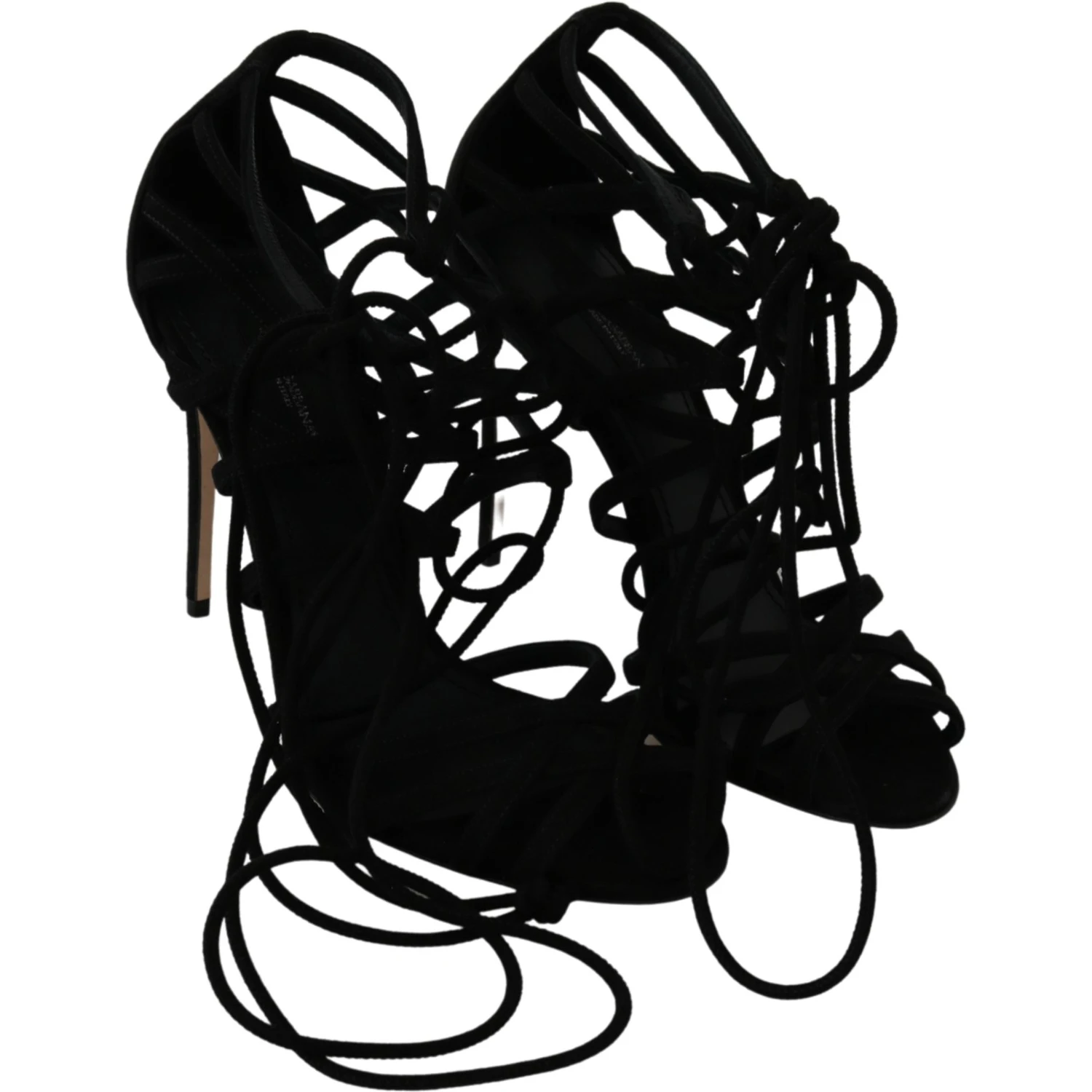 Black Suede Strap Stilettos Shoes Sandals