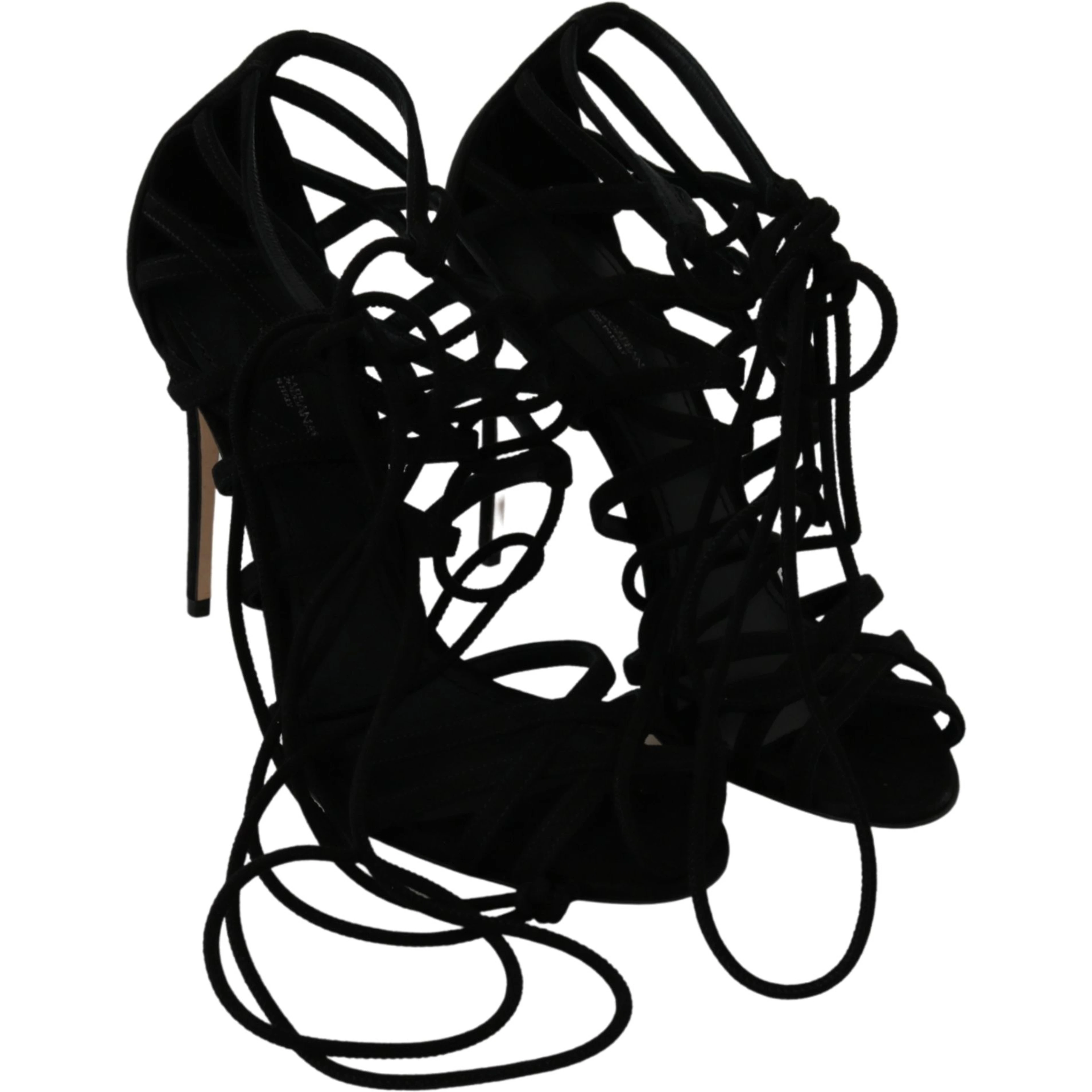 Black Suede Strap Stilettos Shoes Sandals