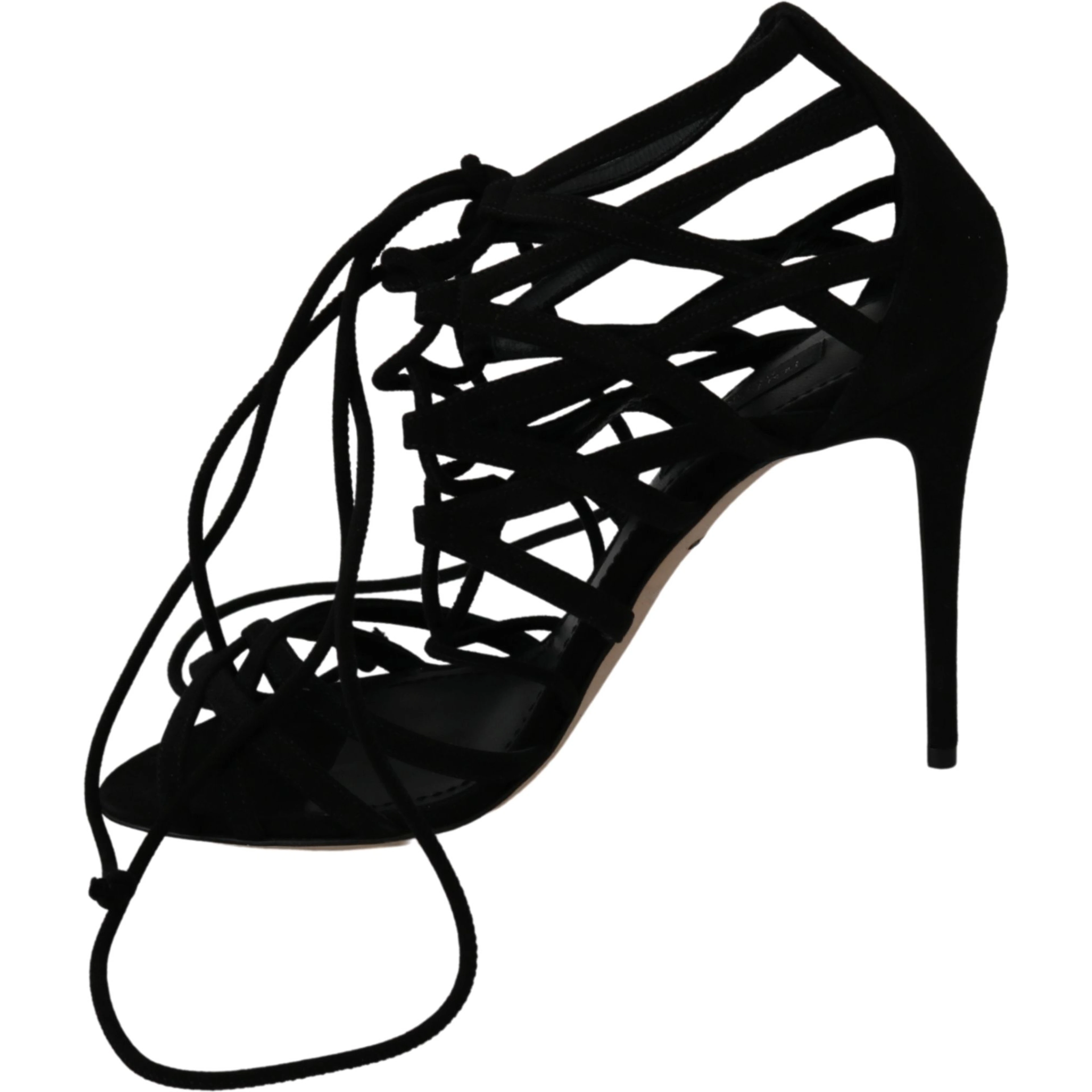 Black Suede Strap Stilettos Shoes Sandals