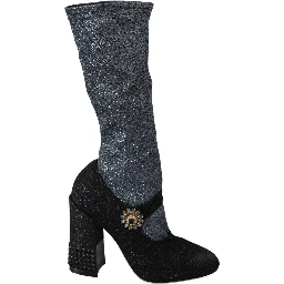 Black Crystal Mary Janes Booties Shoes