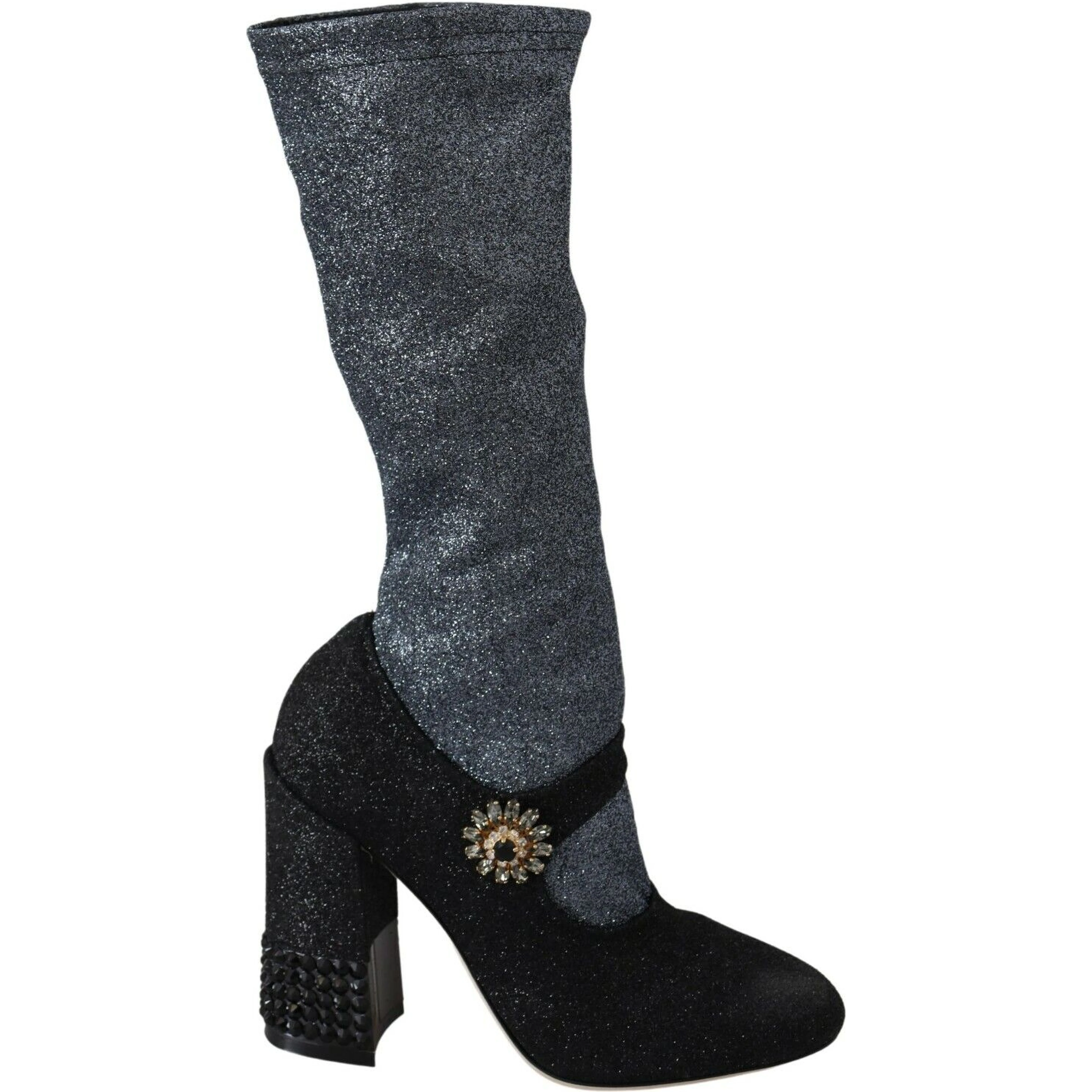 Black Crystal Mary Janes Booties Shoes