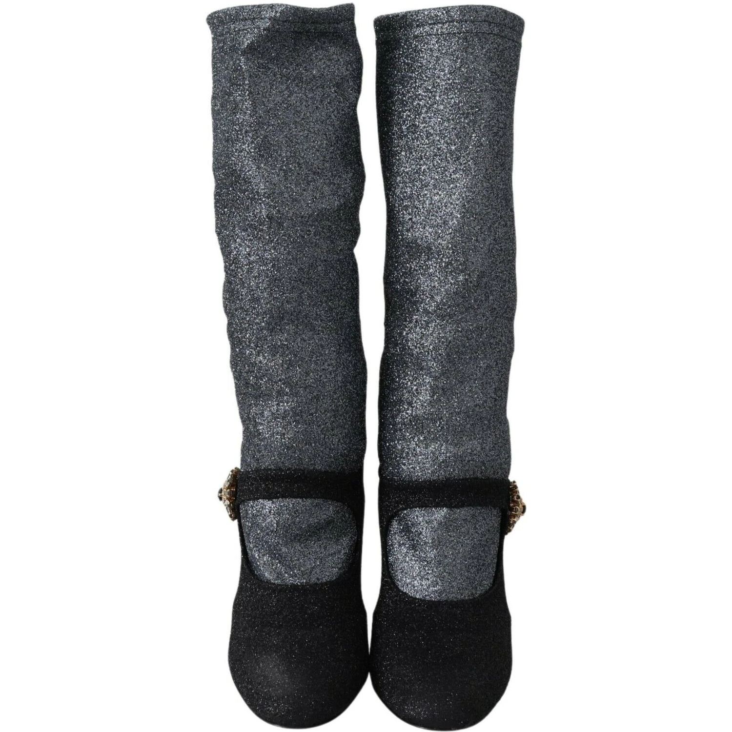 Black Crystal Mary Janes Booties Shoes