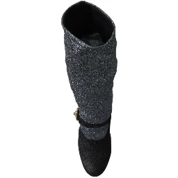 Black Crystal Mary Janes Booties Shoes