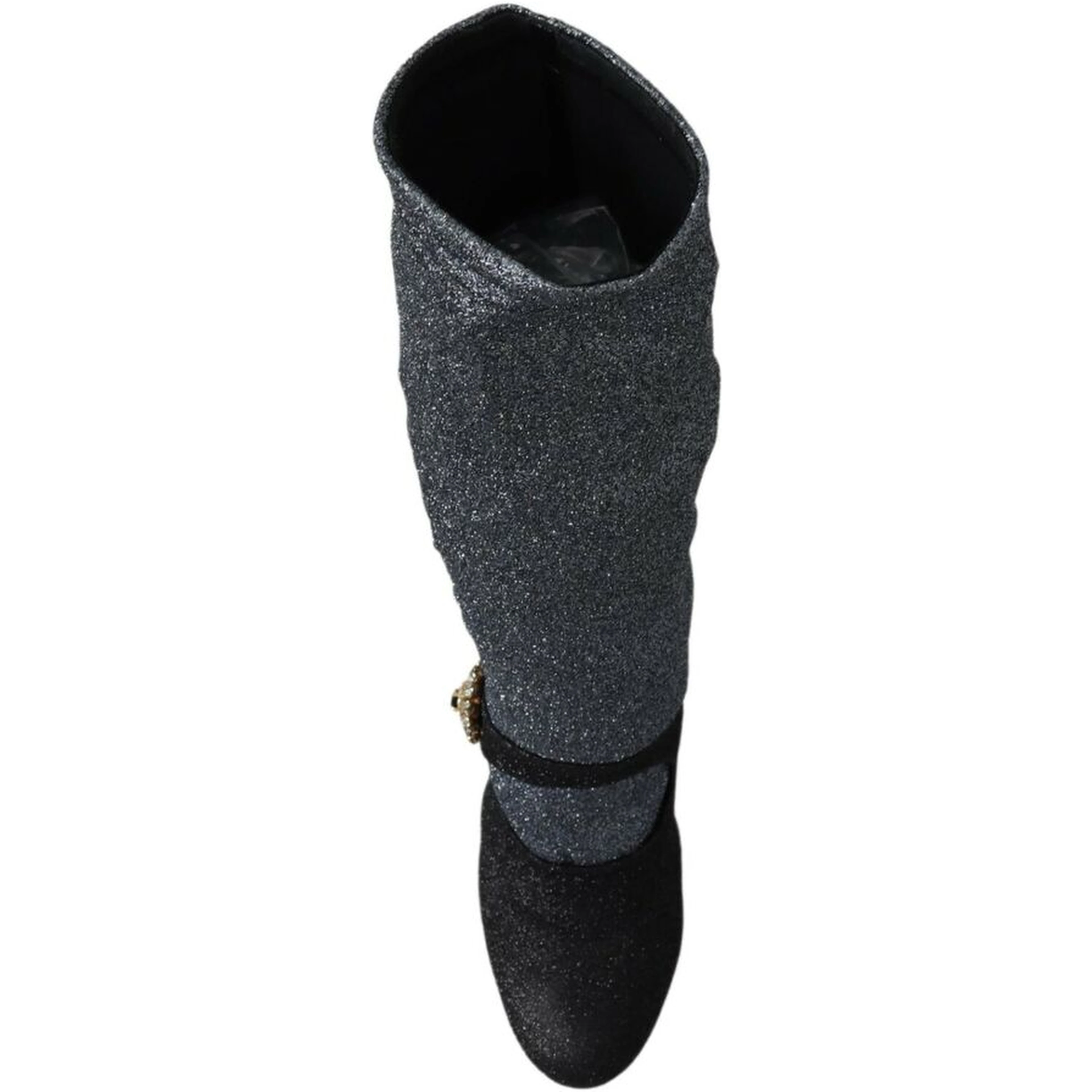 Black Crystal Mary Janes Booties Shoes