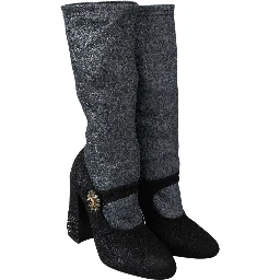 Black Crystal Mary Janes Booties Shoes