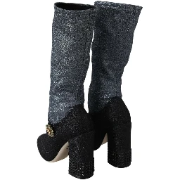 Black Crystal Mary Janes Booties Shoes