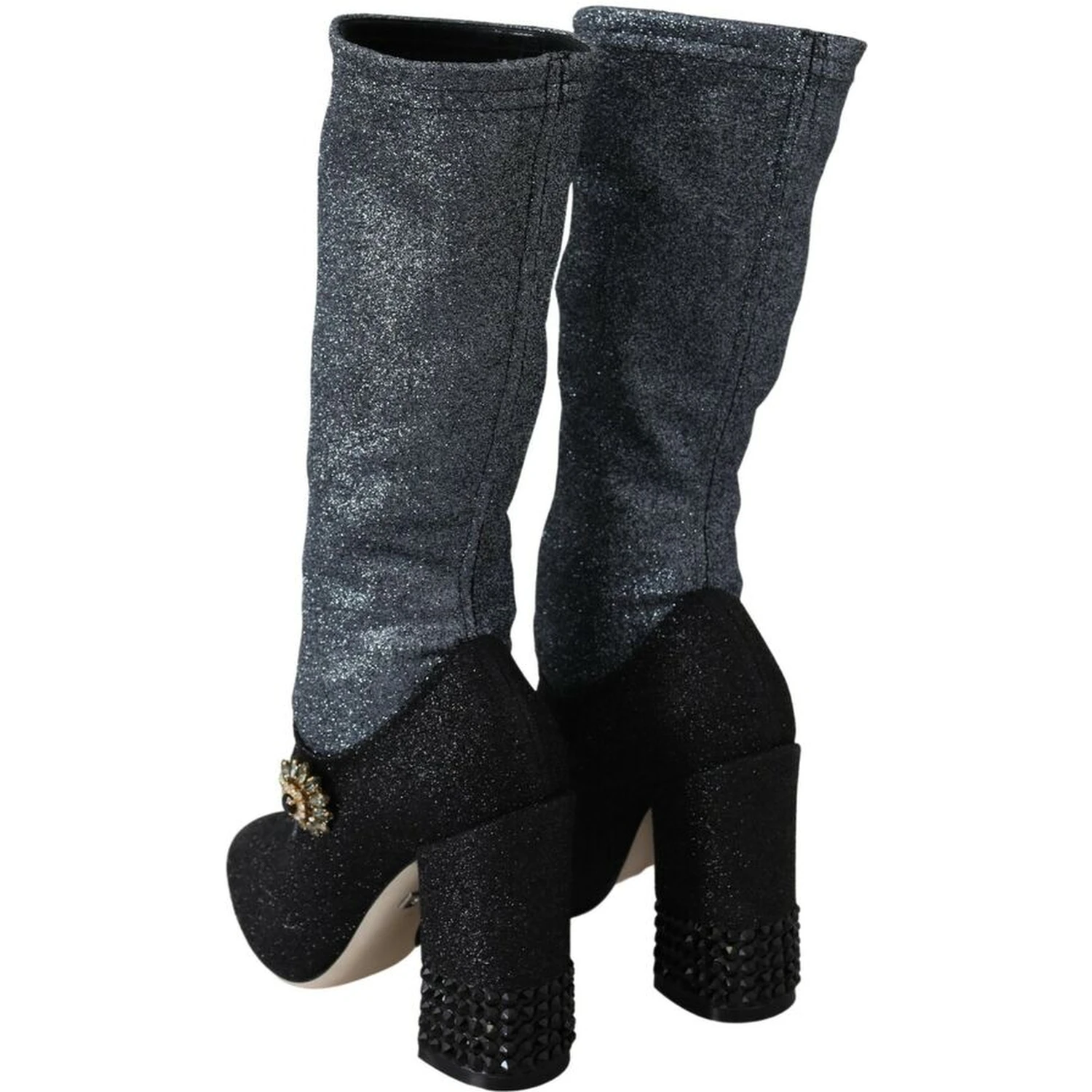Black Crystal Mary Janes Booties Shoes
