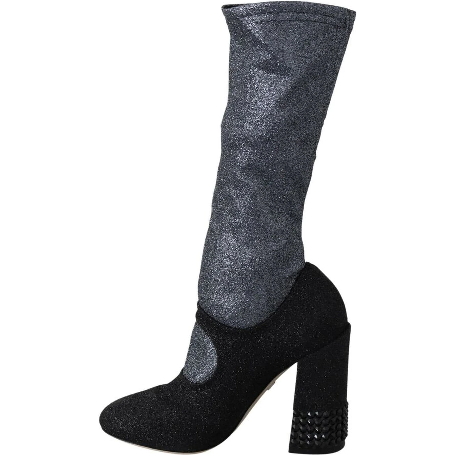 Black Crystal Mary Janes Booties Shoes