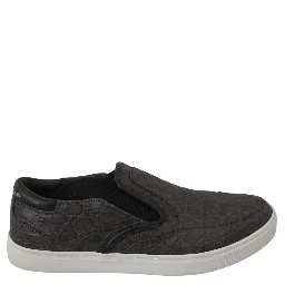 Gray Leather Flat Caiman Mens Loafers Shoes