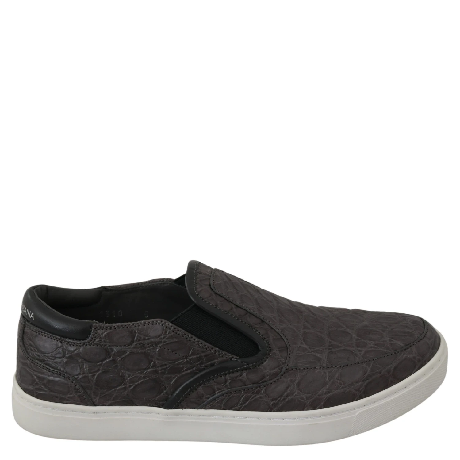 Gray Leather Flat Caiman Mens Loafers Shoes