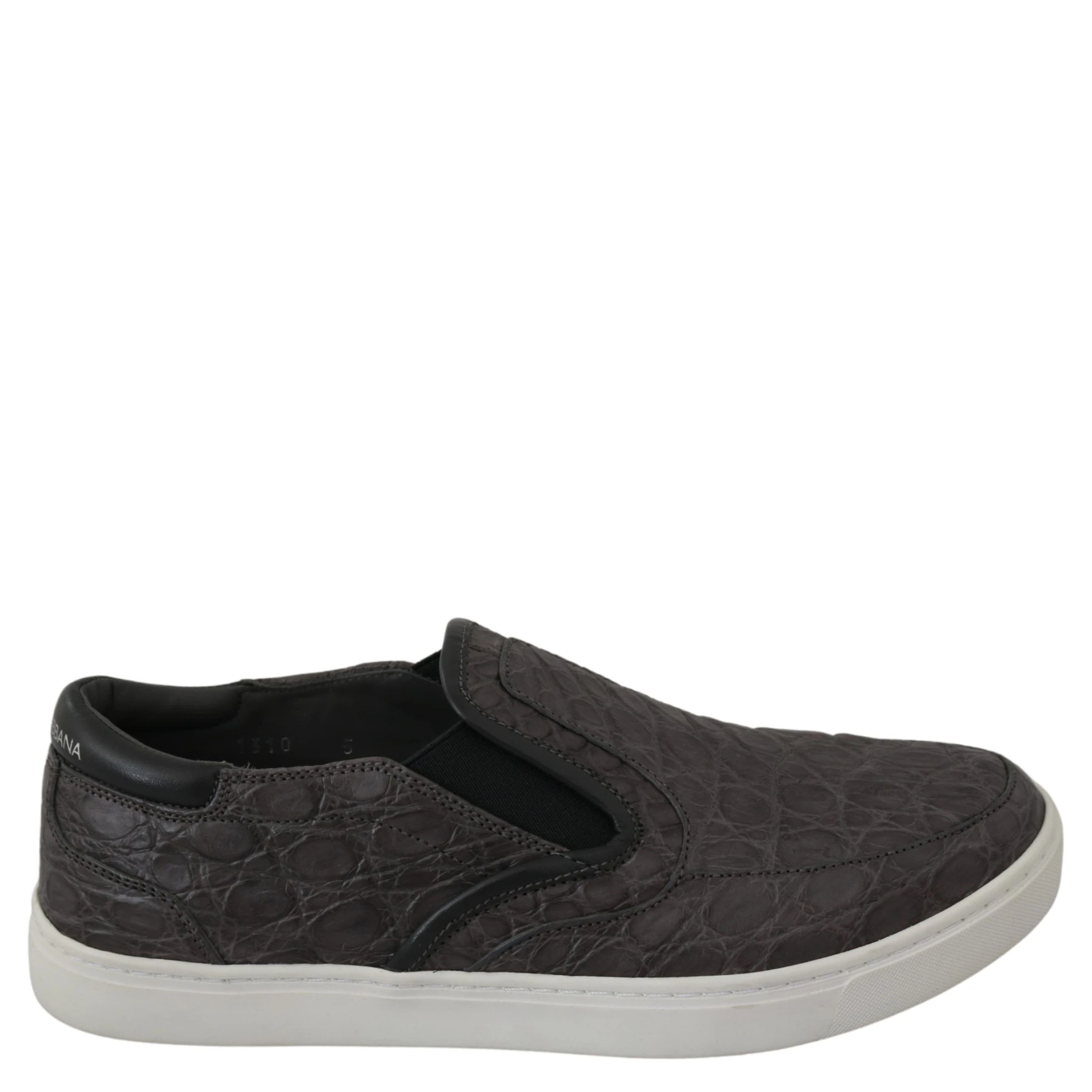 Gray Leather Flat Caiman Mens Loafers Shoes