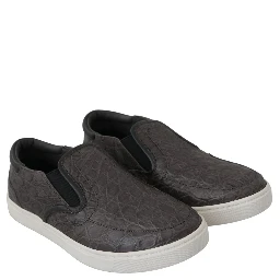 Gray Leather Flat Caiman Mens Loafers Shoes