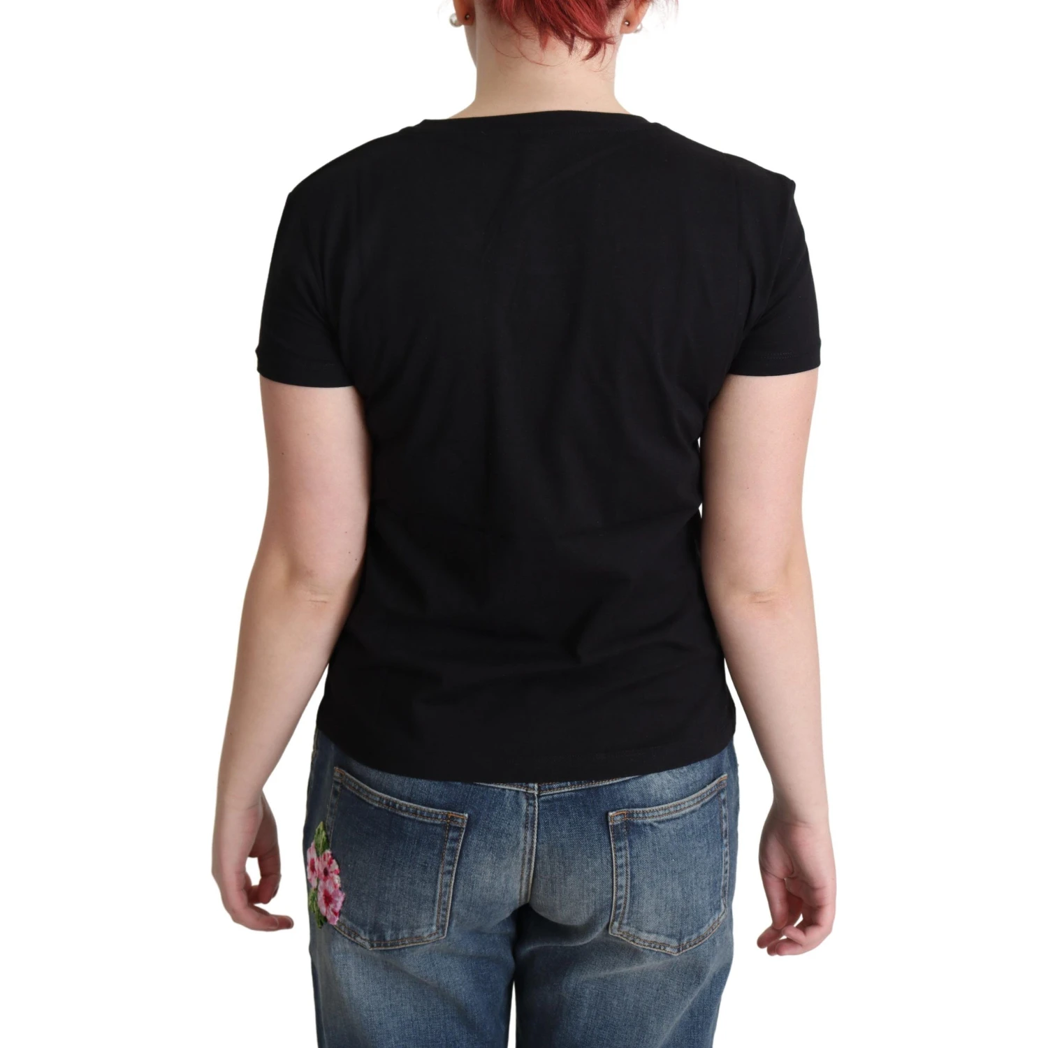 Black Cotton Come Play 4 Us Print Tops T-shirt