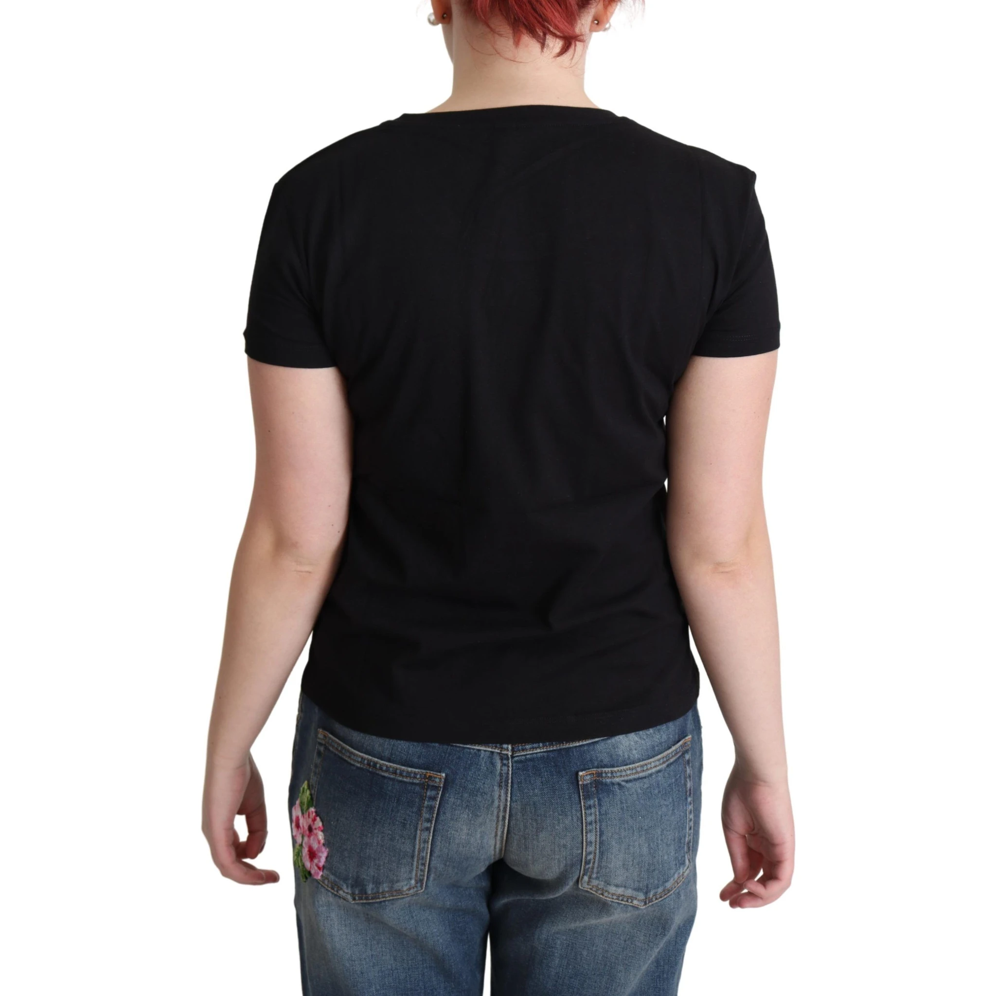 Black Cotton Come Play 4 Us Print Tops T-shirt