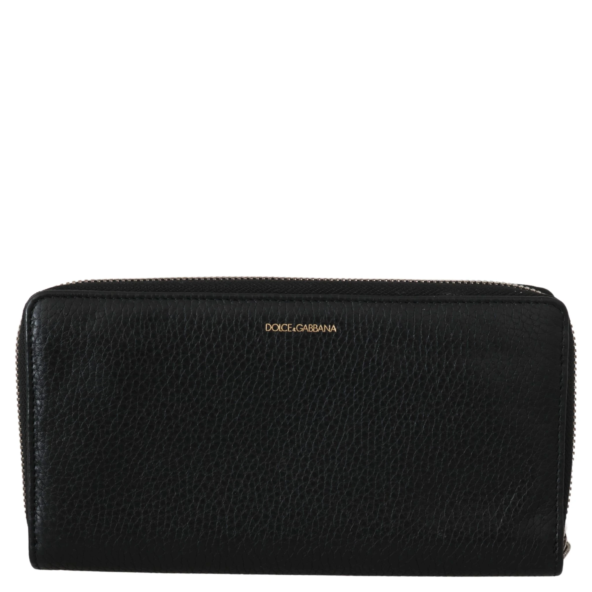 Black Mens Zipper Continental Purse 100% Leather Wallet