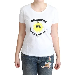 White Cotton Sunny Milano Print T-shirt