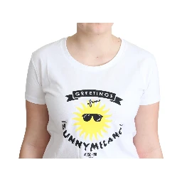 White Cotton Sunny Milano Print T-shirt