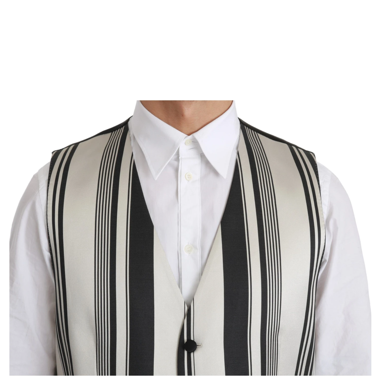 White Black Stripes Waistcoat Formal Vest
