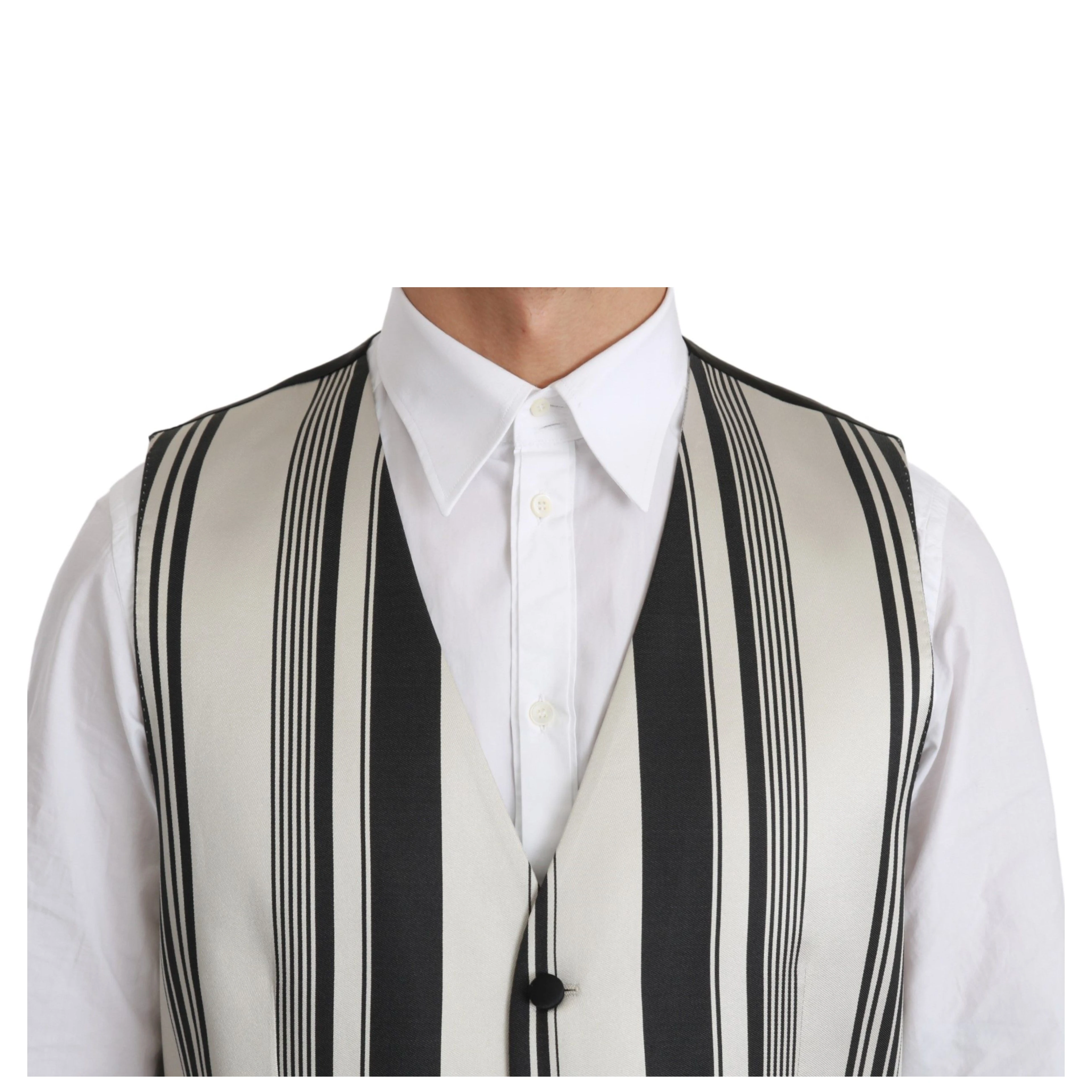 White Black Stripes Waistcoat Formal Vest