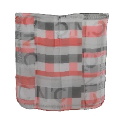 Red 100% Silk Branded Gray Scarf