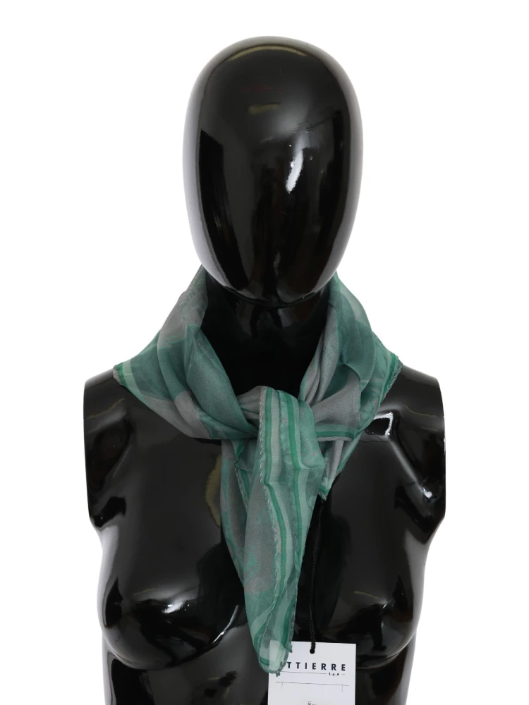 Green Silk Shawl Foulard Wrap Scarf