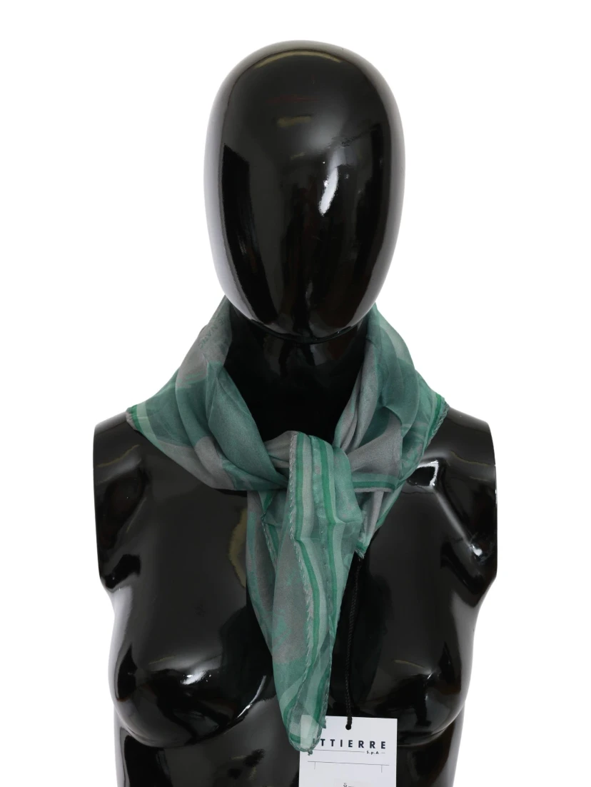 Green Silk Shawl Foulard Wrap Scarf