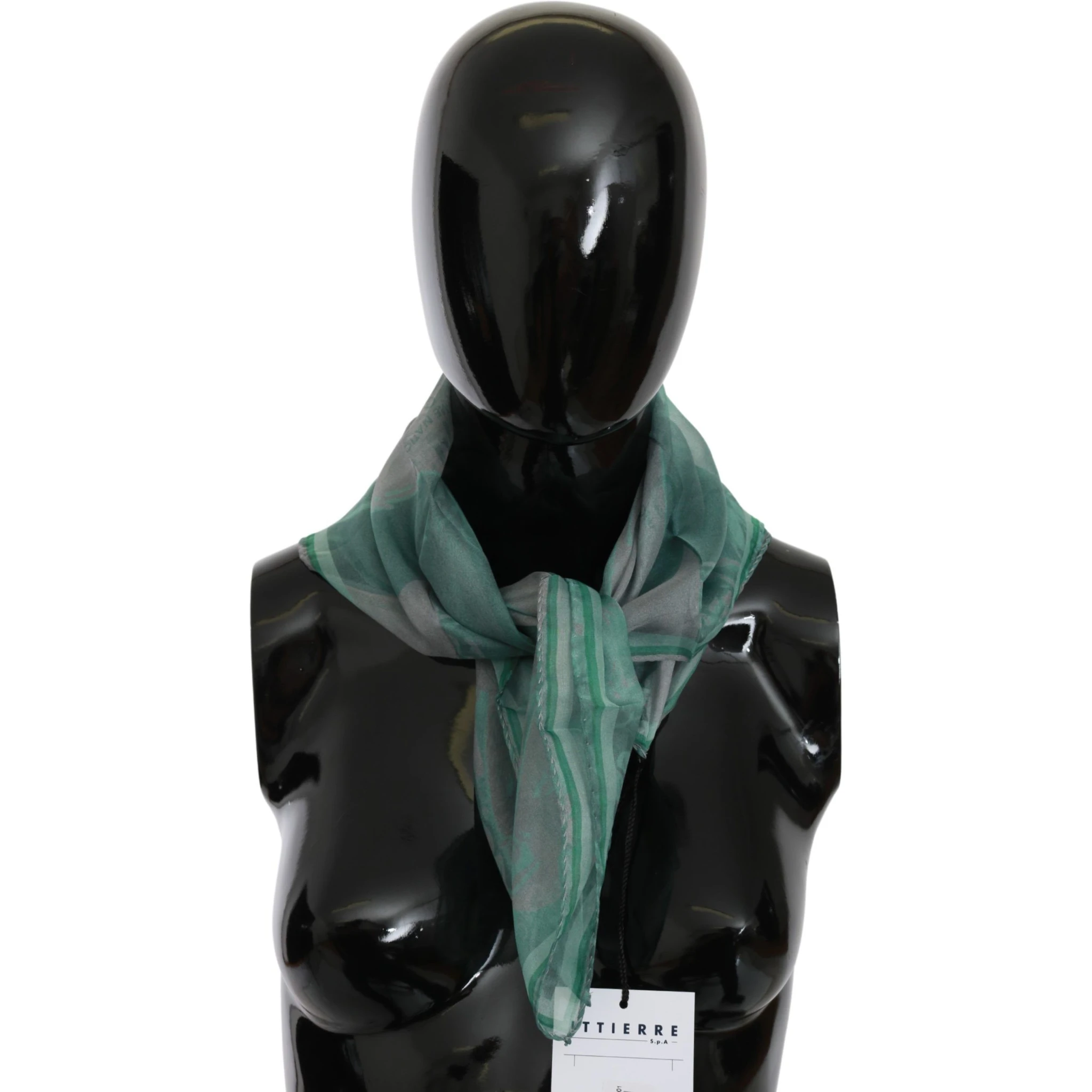 Green Silk Shawl Foulard Wrap Scarf