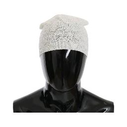 Beanie White Wool Blend Branded Hat