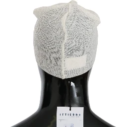 Beanie White Wool Blend Branded Hat