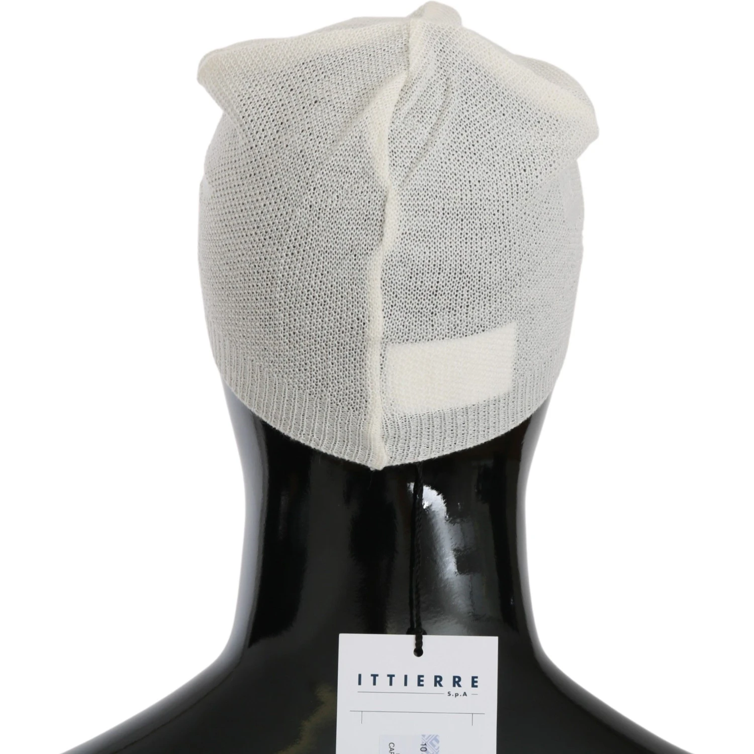 Beanie White Wool Blend Branded Hat