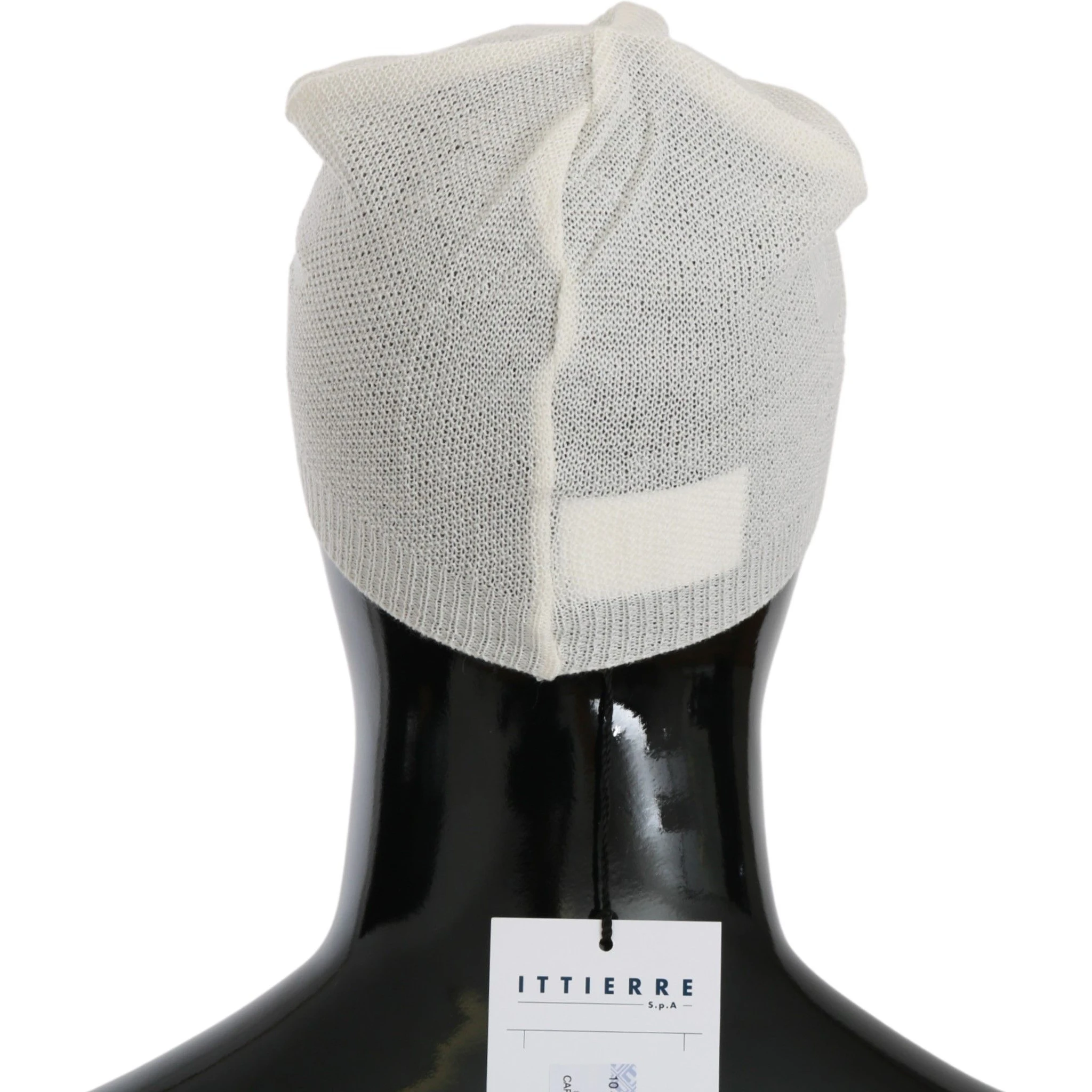 Beanie White Wool Blend Branded Hat