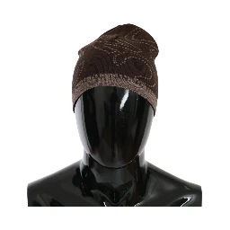 Beanie Brown Wool Blend Branded Hat