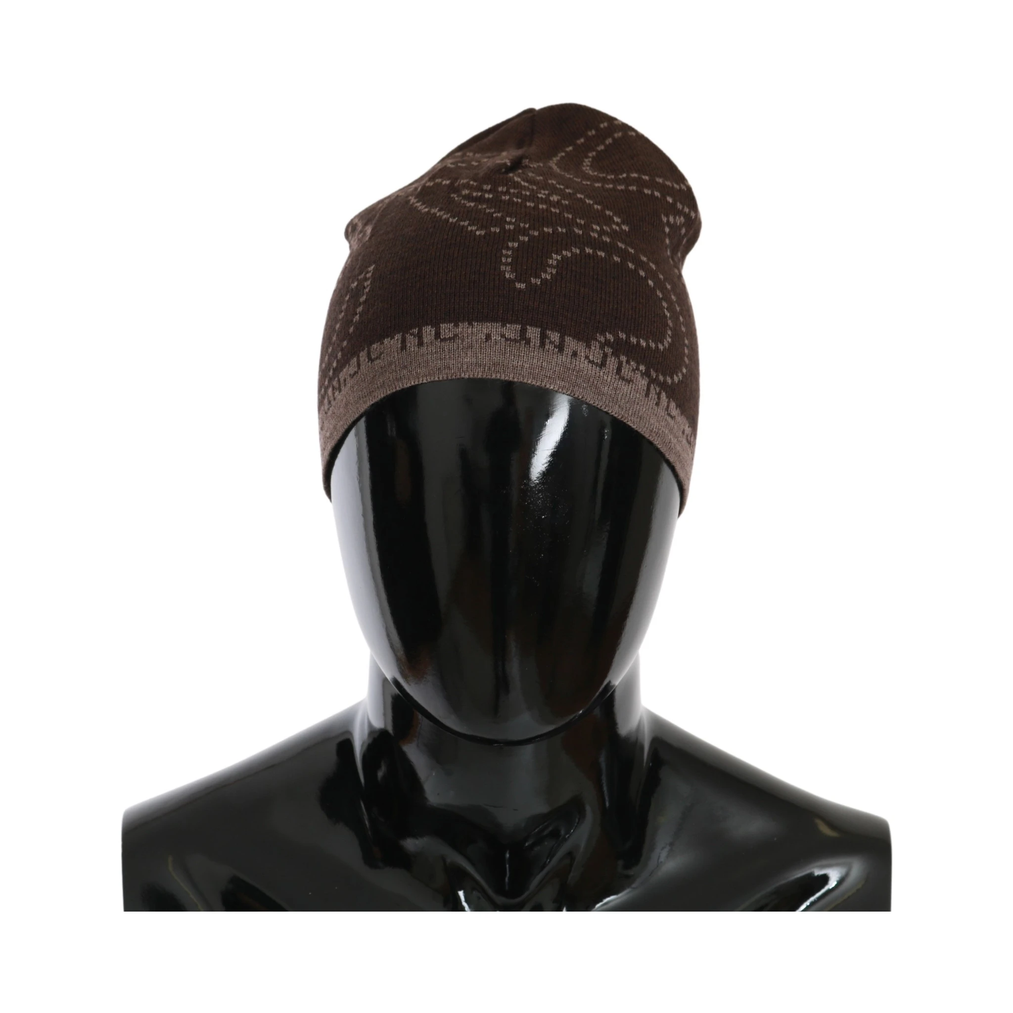 Beanie Brown Wool Blend Branded Hat