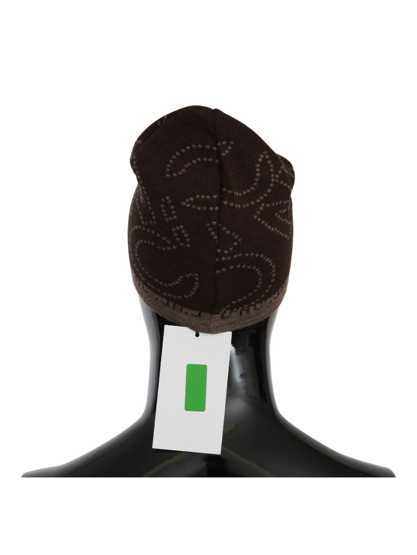 Beanie Brown Wool Blend Branded Hat