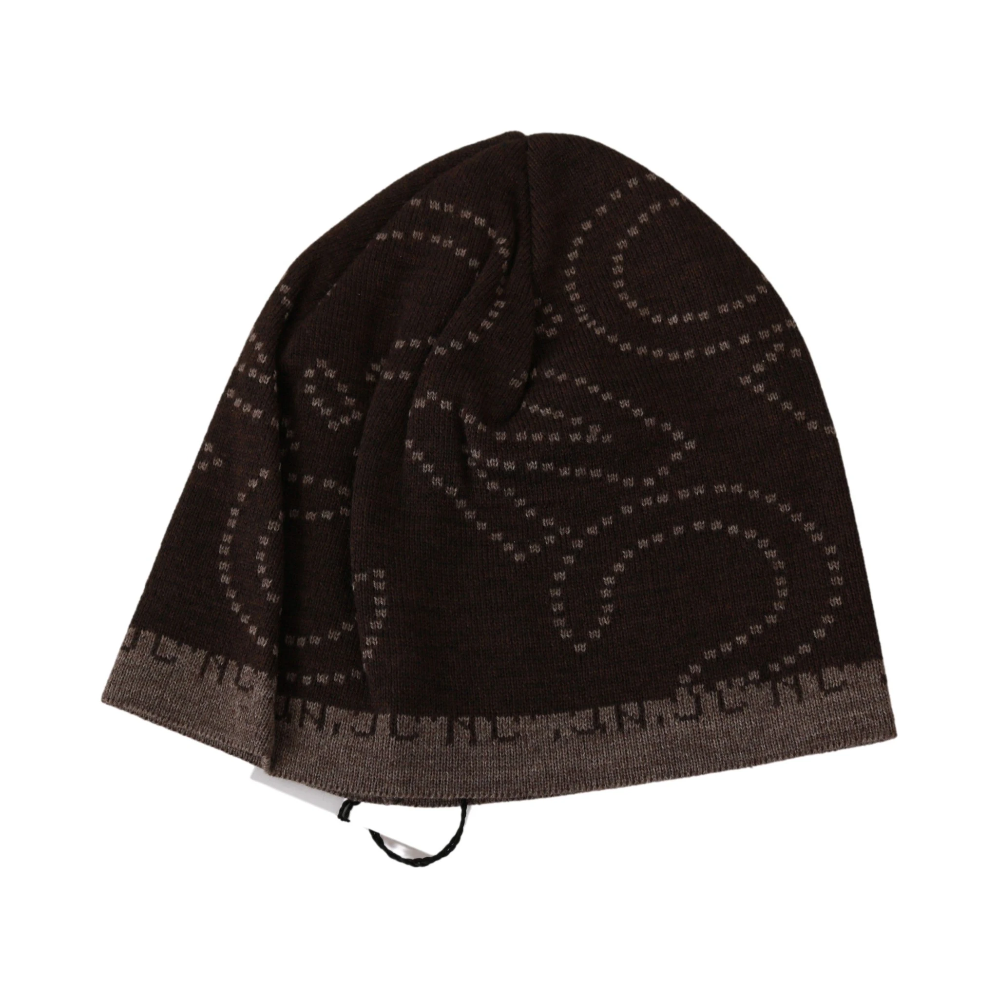 Beanie Brown Wool Blend Branded Hat