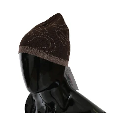 Beanie Brown Wool Blend Branded Hat
