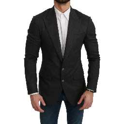 Gray NAPOLI Slim Fit Jacket Wool Blazer