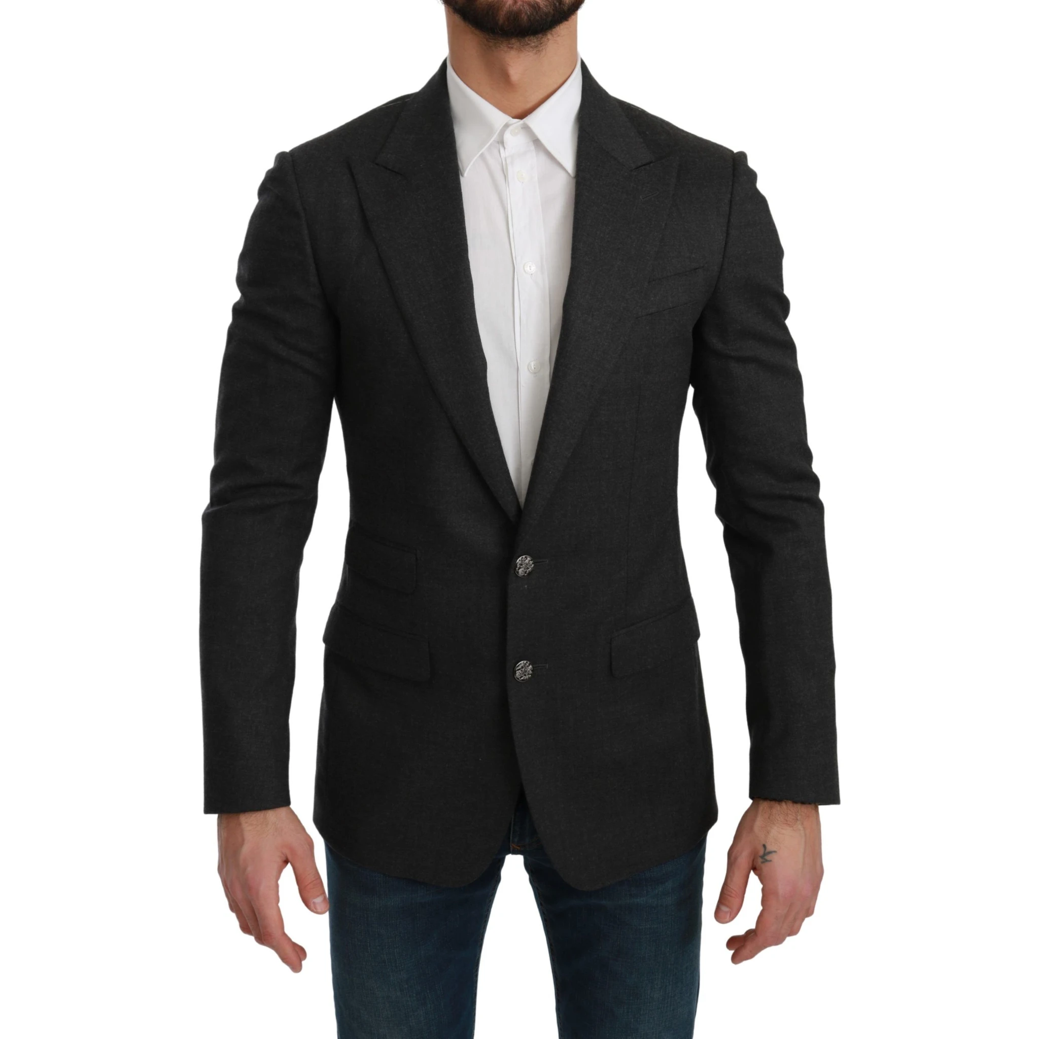 Gray NAPOLI Slim Fit Jacket Wool Blazer