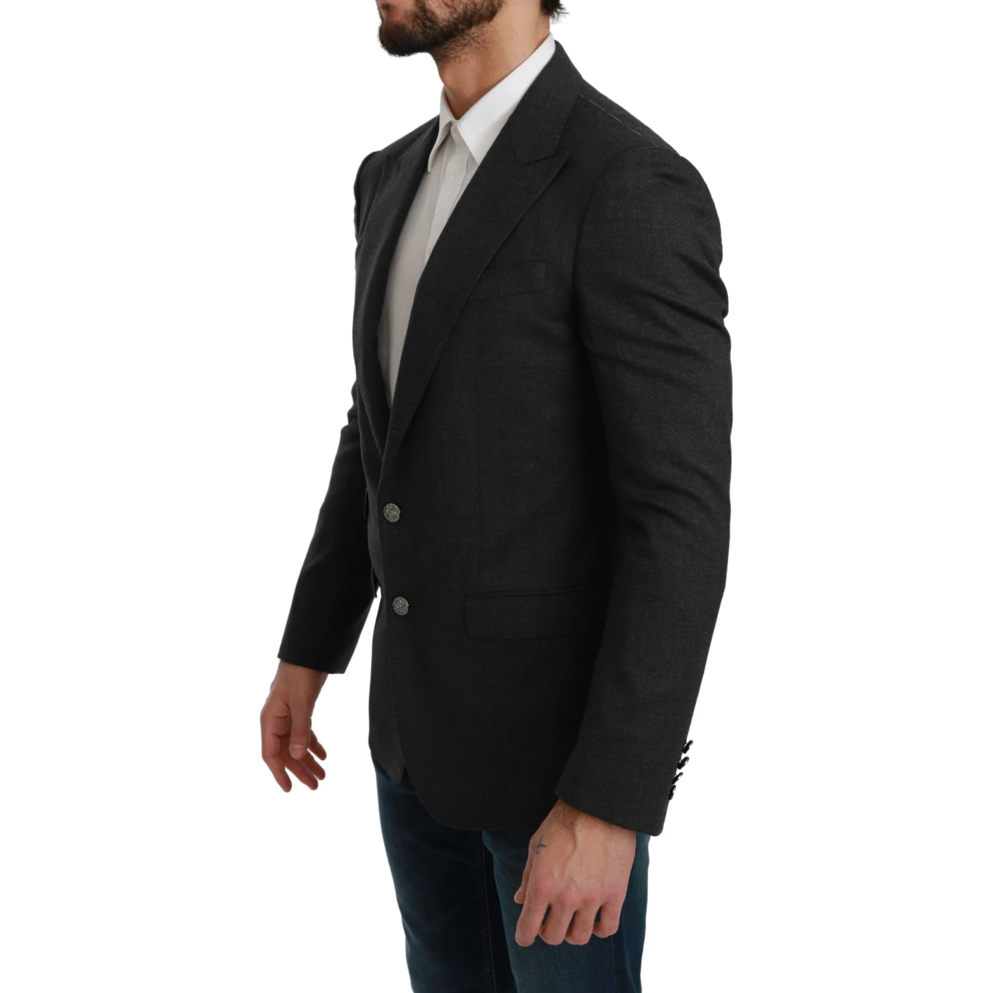 Gray NAPOLI Slim Fit Jacket Wool Blazer