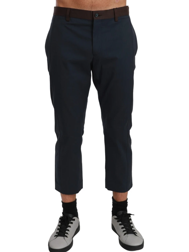 Brown Stripes Cropped Trousers Pants