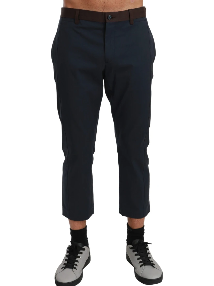 Brown Stripes Cropped Trousers Pants