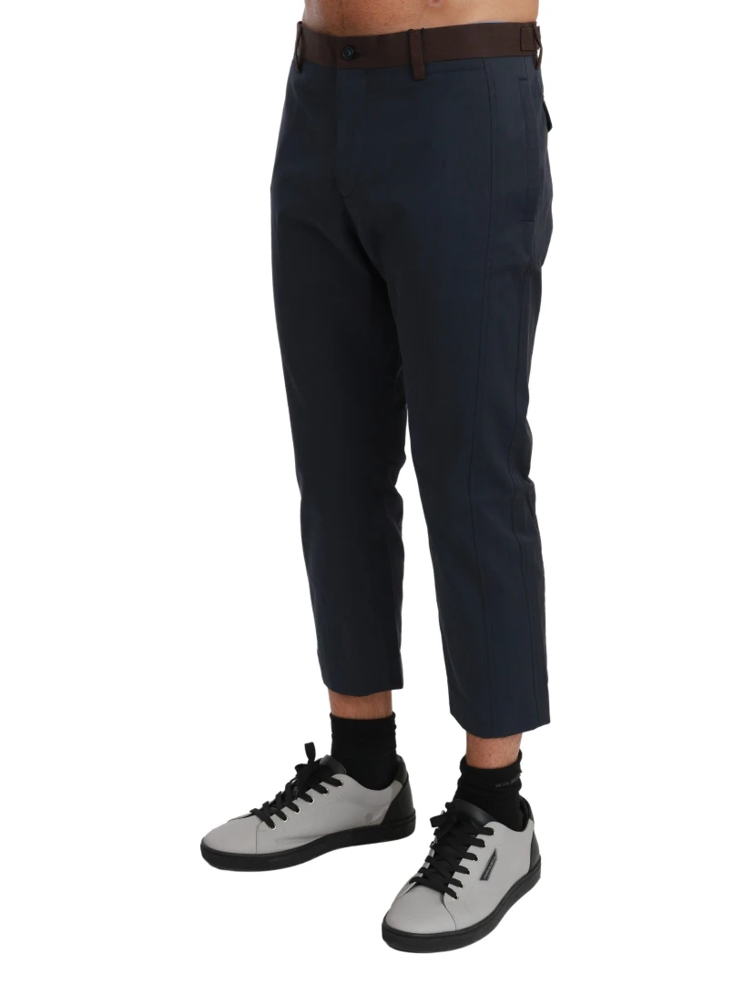 Brown Stripes Cropped Trousers Pants