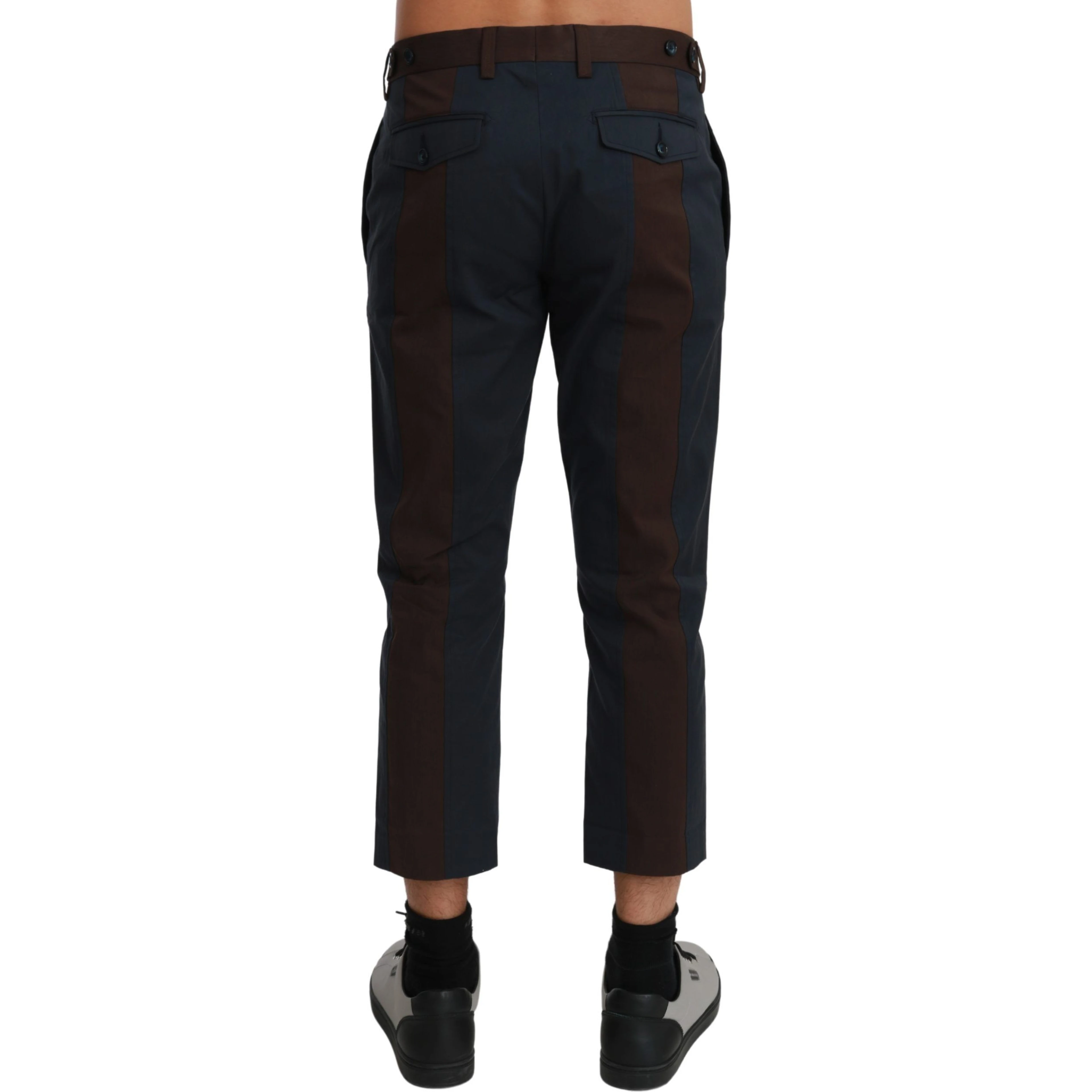 Brown Stripes Cropped Trousers Pants