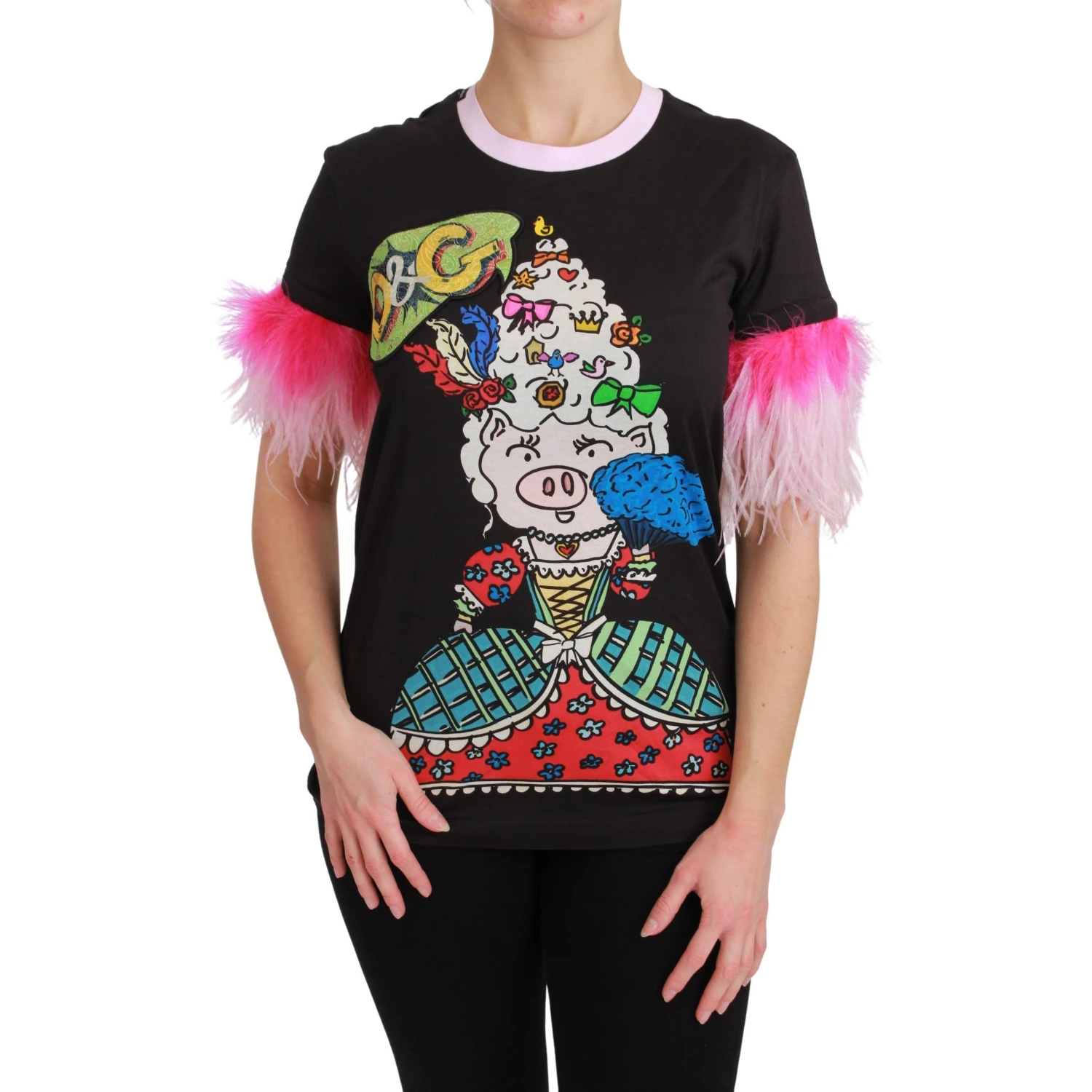 Black YEAR OF THE PIG Top Cotton  T-shirt