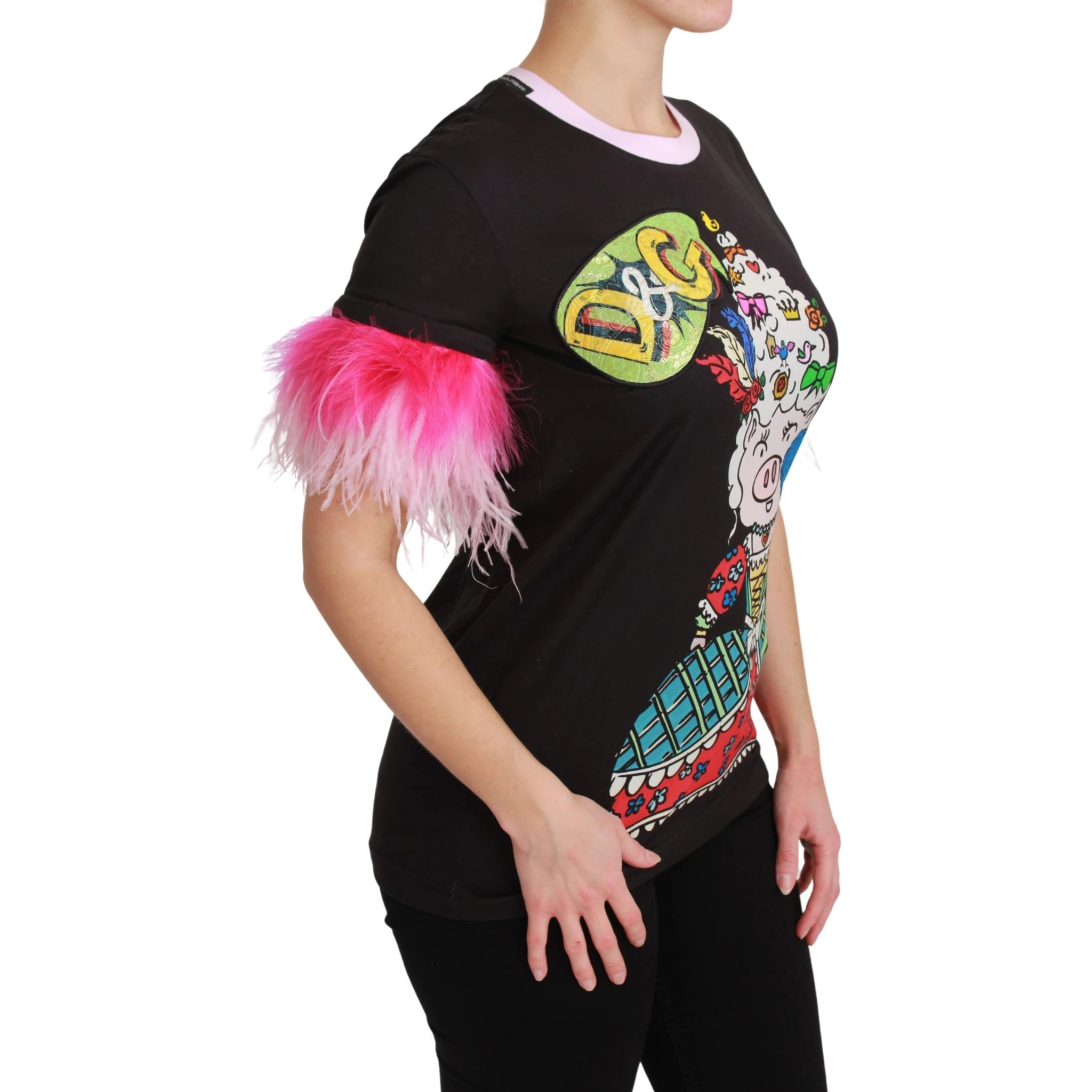 Black YEAR OF THE PIG Top Cotton  T-shirt